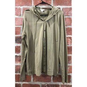 Adam By Adam Lippes Hooded Pima Cotton Button Down Top Size 4